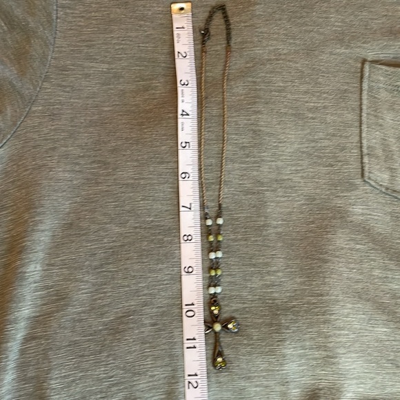 Beautiful Vintage Cross Necklace with Green Crystals and Beads. - Picture 5 of 10